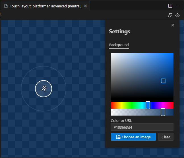 Screenshot demonstrating the color picker in the preview settings modal