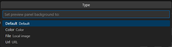 Screenshot of the options available for setting the preview background