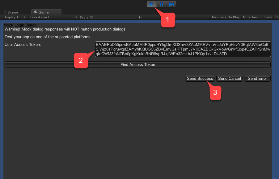 Enter user token in Facebook Auth dialog