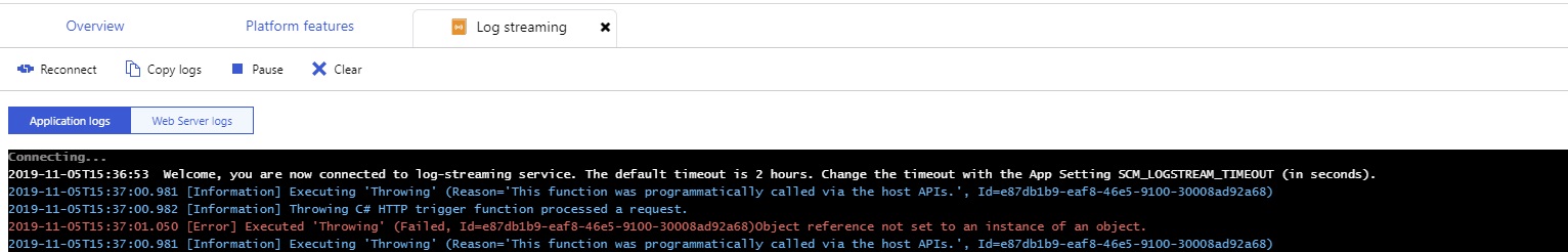 Step 2 of debugging CloudScript Using Azure Functions in the Azure Portal