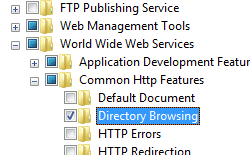 [Common H t t t p Features] 資料夾的螢幕擷取畫面，其中已選取並醒目提示 [瀏覽目錄] 資料夾。
