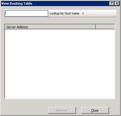 默認 [檢視路由表] 對話框的螢幕快照，其中未顯示任何伺服器位址。