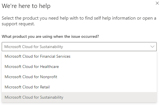 選取 Microsoft Cloud for Sustainability。