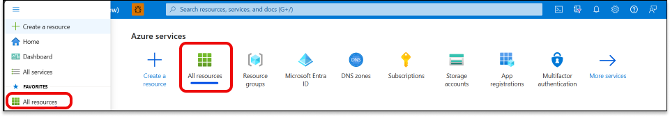 選取 Azure 入口網站 中的所有資源