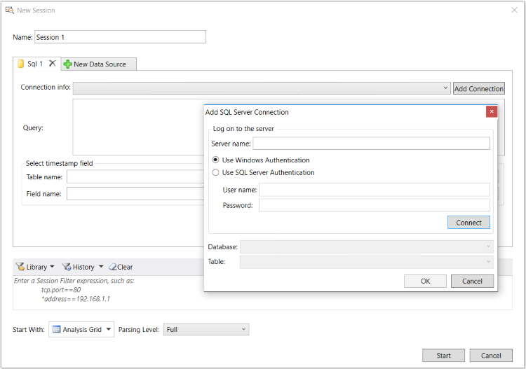 SQL table data retrieval interface