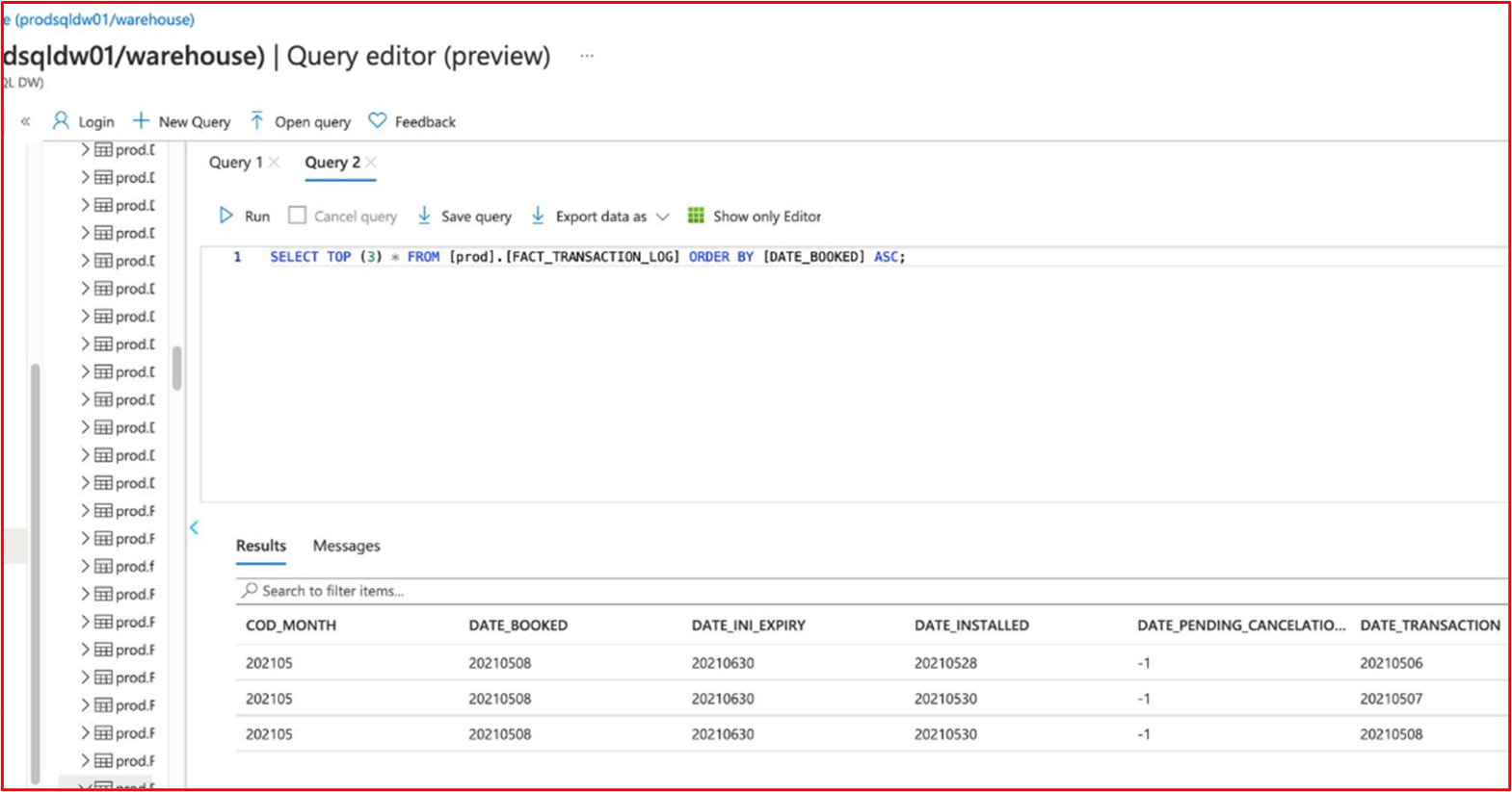 顯示 SQL 查詢的螢幕快照，其中顯示以遞增順序排序的資料庫數據表內容