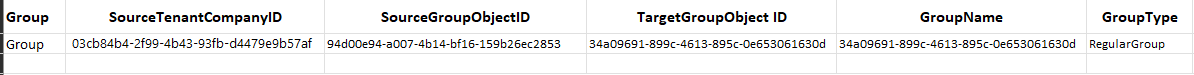 將群組新增至 csv 檔案的範例