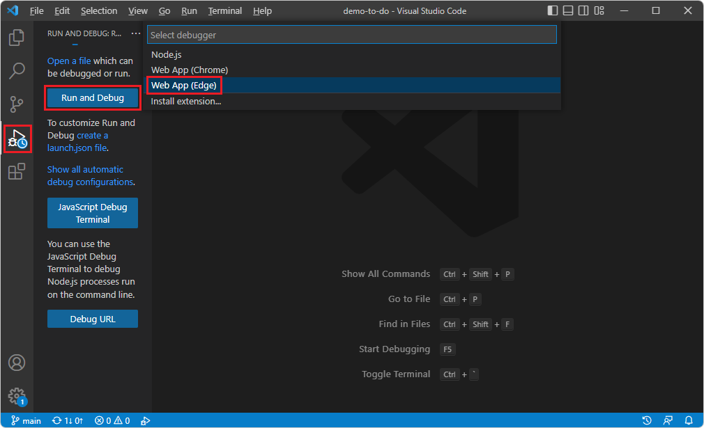 從 JavaScript 調試程序啟動 Microsoft Edge DevTools