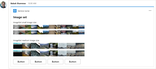 Example shows an Adaptive Card image set card.