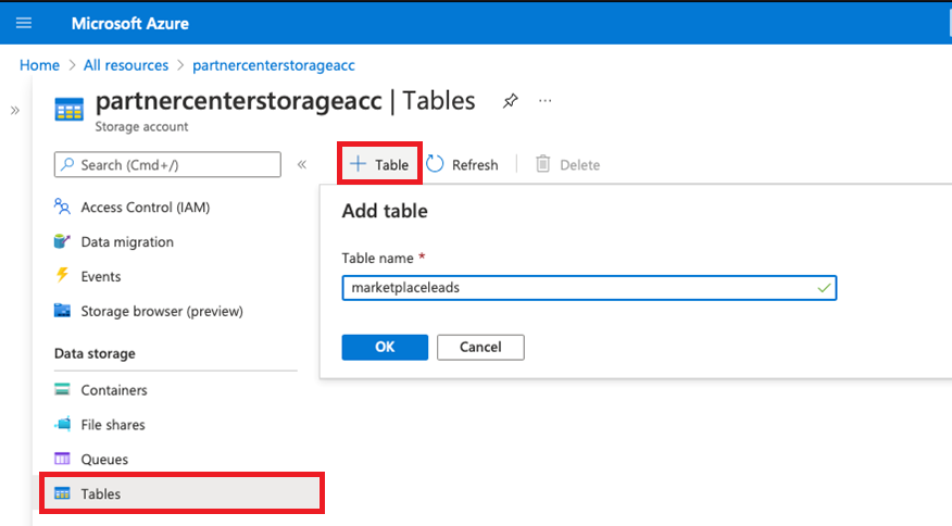 Azure 資料表