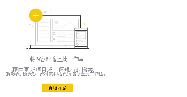 Power BI 服務中空白工作區的螢幕擷取畫面。