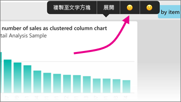 直條圖的螢幕擷取畫面，其中顯示具有笑臉指標的意見反應。