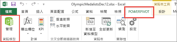 在 Excel 中開啟 PowerPivot