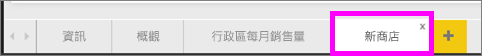 此螢幕擷取畫面顯示醒目提示的 [新商店] 索引標籤。