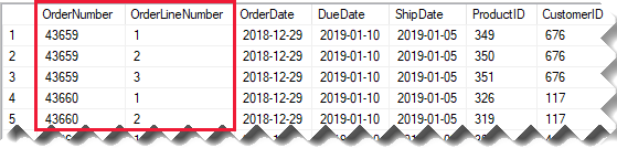 銷售資料表的資料表資料列。