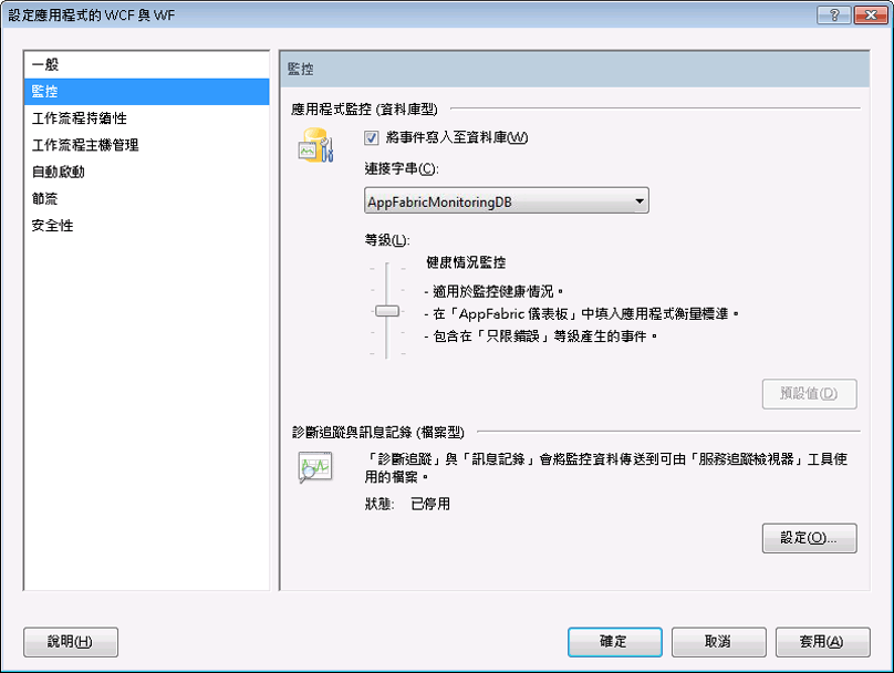 設定 AppFabric 監控