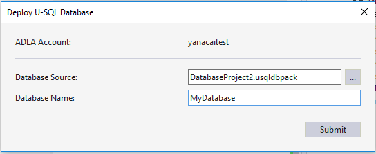 Data Lake Tools for Visual Studio--部署 U-SQL 資料庫套件精靈