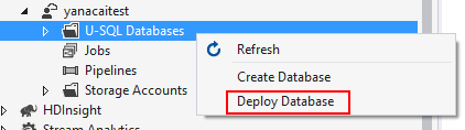 Data Lake Tools for Visual Studio--部署 U-SQL 資料庫套件