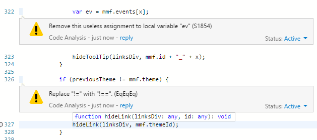 SonarQube analysis comments