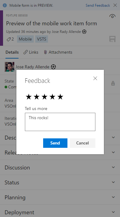 mobile form feedback