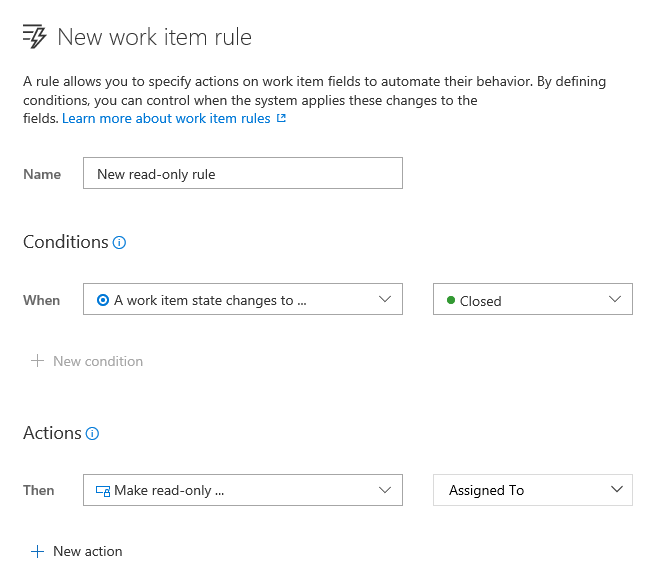 read-only work item rules