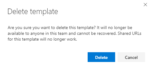 Delete template confirmation dialog.