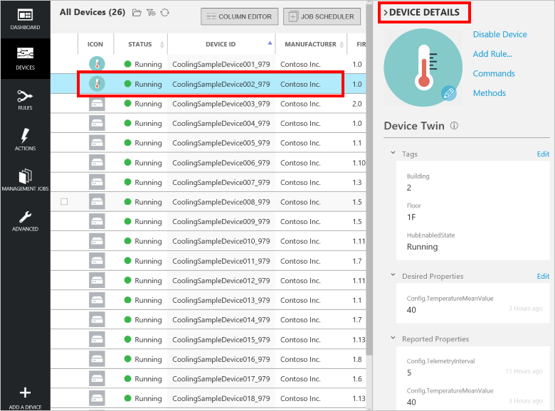 View the device details in the solution portal