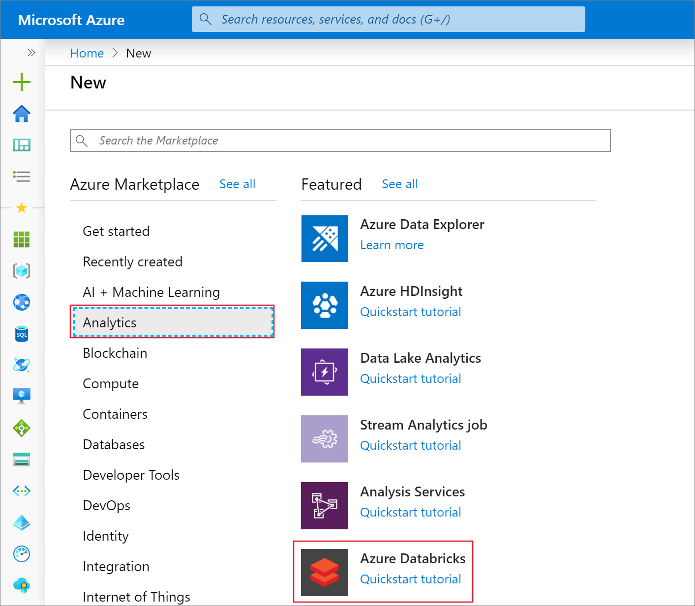 Create an Azure Databricks resource in Azure portal