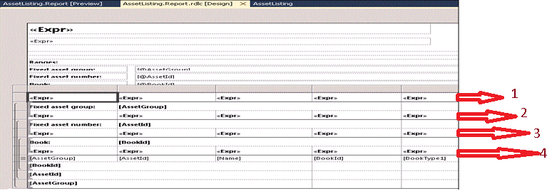 Asset listing report design grouping hierarchy