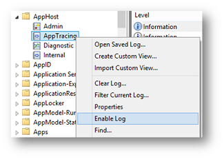 AppTracing Enable Log