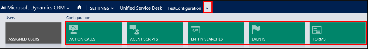 Menu with components added to configuration