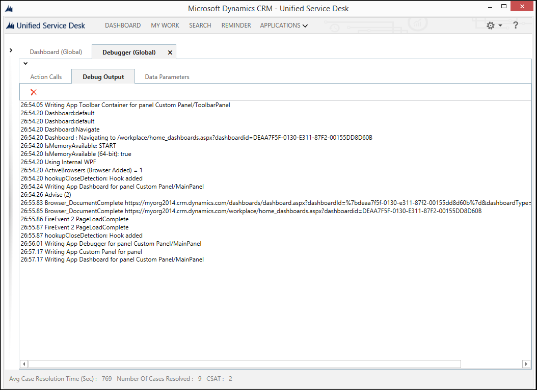 Debug Output tab in Debugger