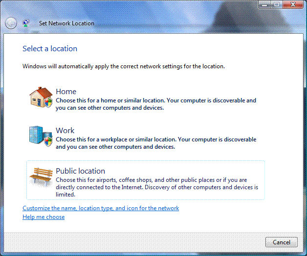 Selecting a network location