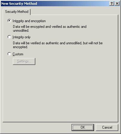 Figure 13-10 The New Security Method tab