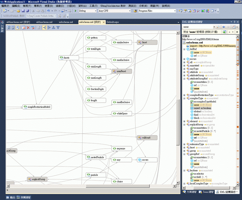 XML 結構描述設計工具圖形檢視