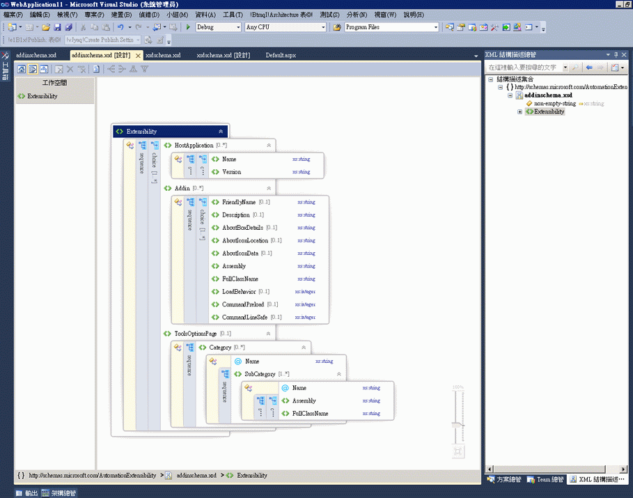 XML 結構描述設計工具內容模型檢視