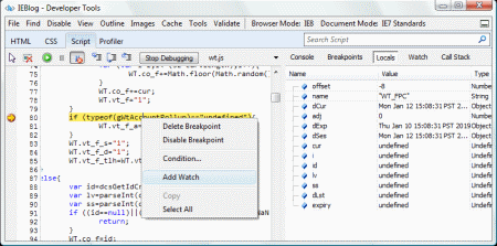 Debugger's execution control buttons