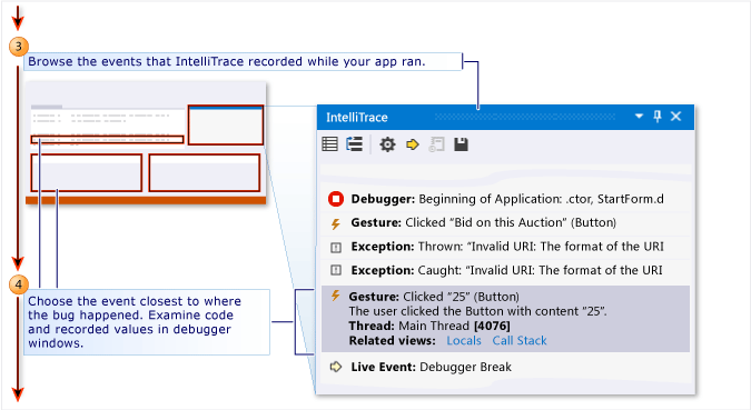 僅適用於 IntelliTrace 事件 - 事件詳細資料和程式碼