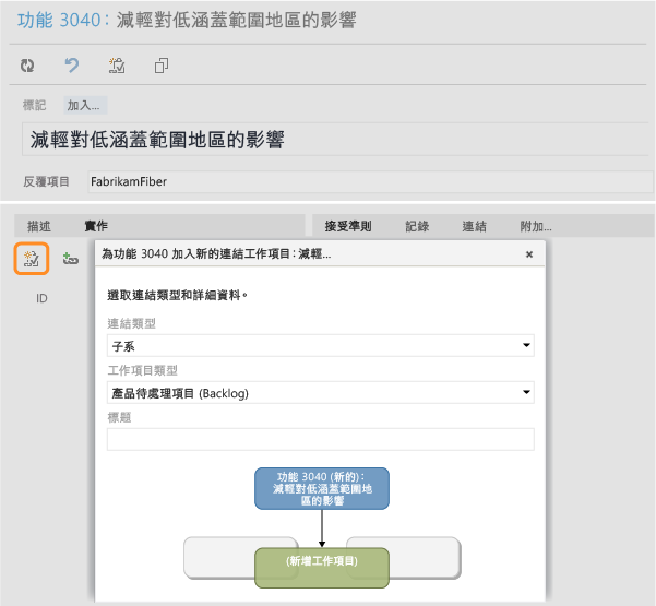 您也可以連結現有的工作項目