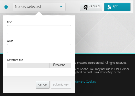 程式碼簽署 Android 的 PhoneGap 套件