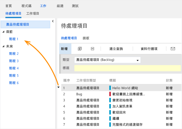 將項目加入至衝刺 (Sprint) 待處理項目