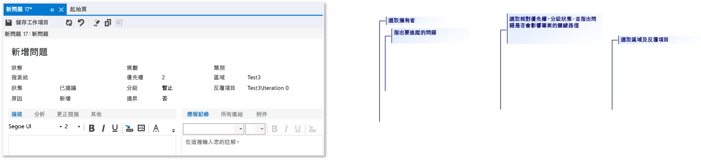 CMMI Issue work item form