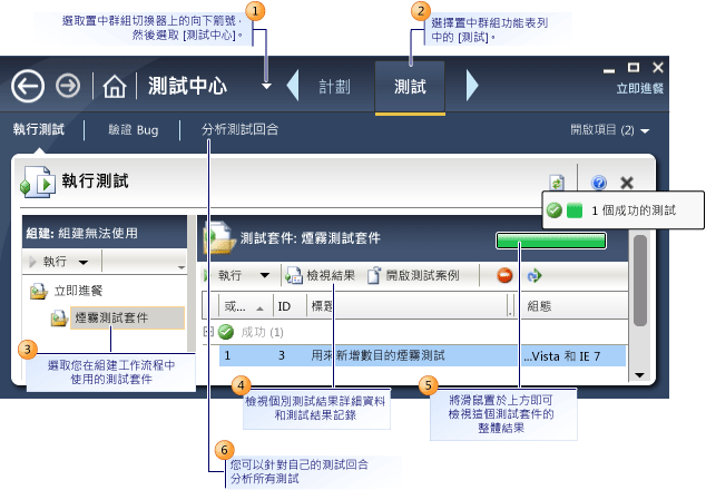 從組建工作流程檢視測試結果