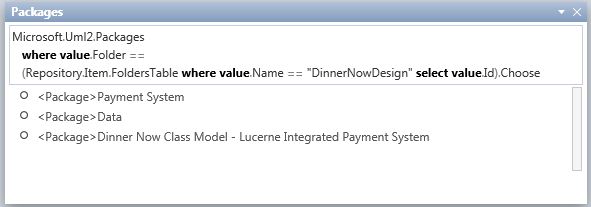 Shows the results of a query in "Quadrant".