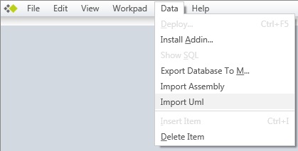 Shows the Import Uml menu item.