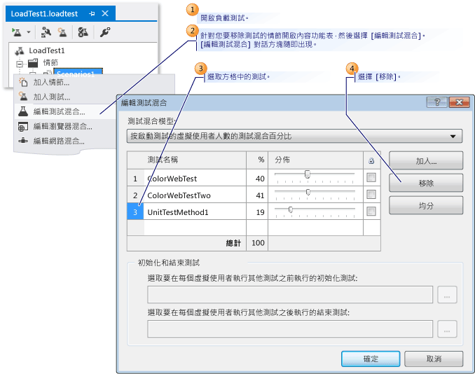 從現有的負載測試中移除測試
