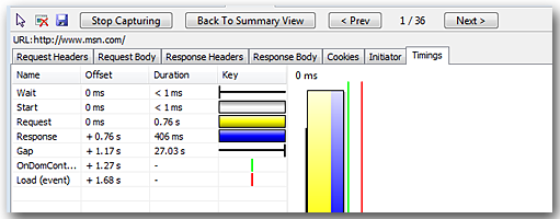 Screen shot of the detailed view