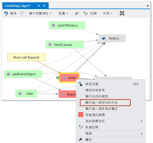 Code Map - 使用遺漏的方法呼叫來更新對應