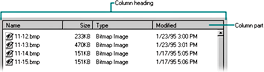 A column heading divided into four parts