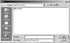 Open dialog box